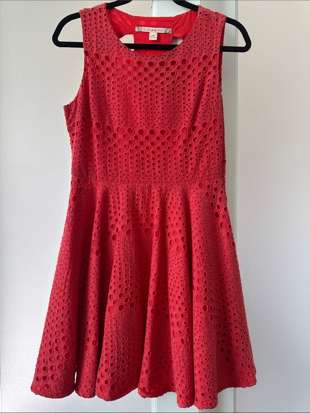 Chelsea & Violet Red Eyelet Fit and Flare Dress